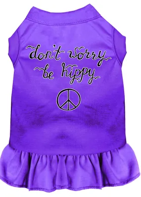 Be Hippy Screen Print Dog Dress Purple Sm (10)