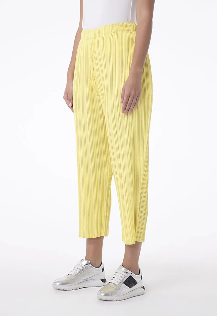 Choice Pleated Cropped Pants Yellow