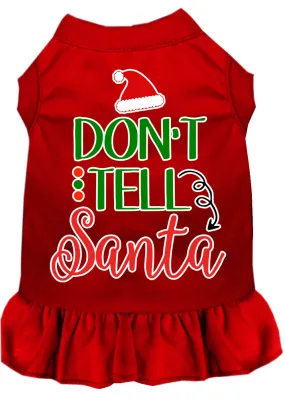 Don't Tell Santa Screen Print Dog Dress Red Xxl