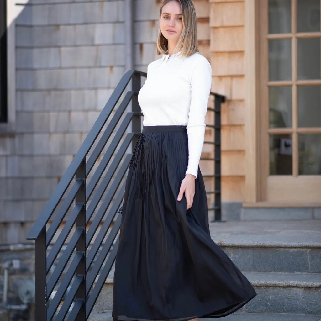 Pleated Chiffon Skirt | Black [Final Sale]
